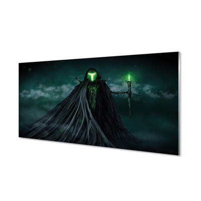 akrylový obraz Temná postava zeleného ohně