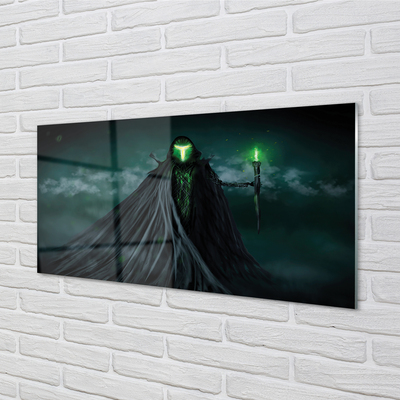 akrylový obraz Temná postava zeleného ohně