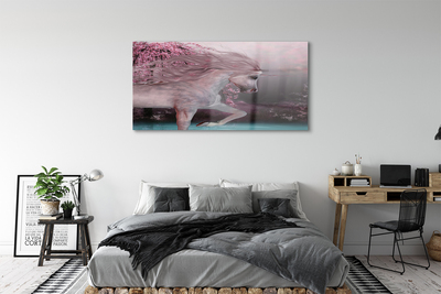 akrylový obraz Unicorn stromy jezero