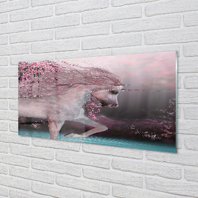 akrylový obraz Unicorn stromy jezero