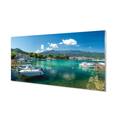 akrylový obraz Řecko Marina moře hory