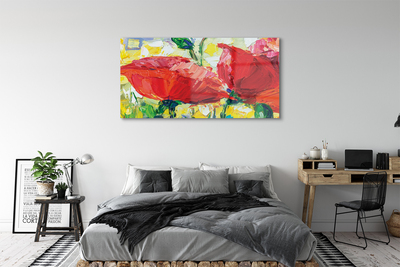 akrylový obraz červené květy