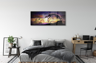 akrylový obraz Dračí lodě mraky sea