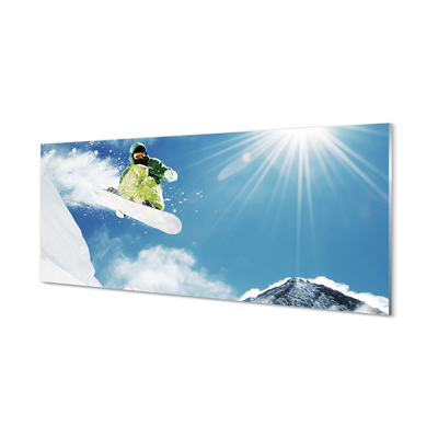 akrylový obraz Man mountain snow board