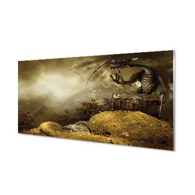 akrylový obraz Dragon horské mraky zlato