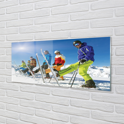 akrylový obraz Lyžaři zimní hory