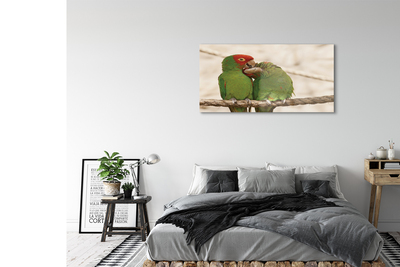 akrylový obraz zelené papoušci