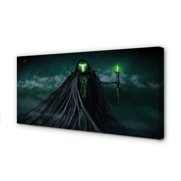 Obrazy na plátně Temná postava zeleného ohně