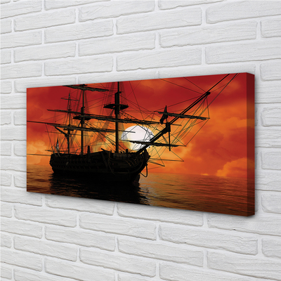 Obrazy na plátně Loď moře nebe mraky slunce