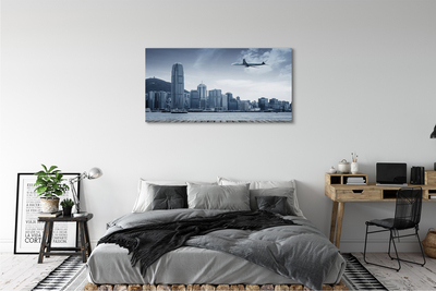 Obrazy na plátně Letadel mraky město