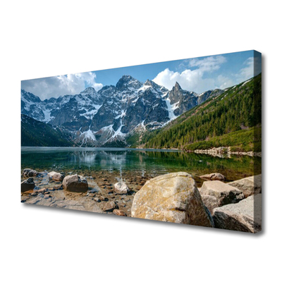 Obraz na plátně Hory Les Jezero Kameny