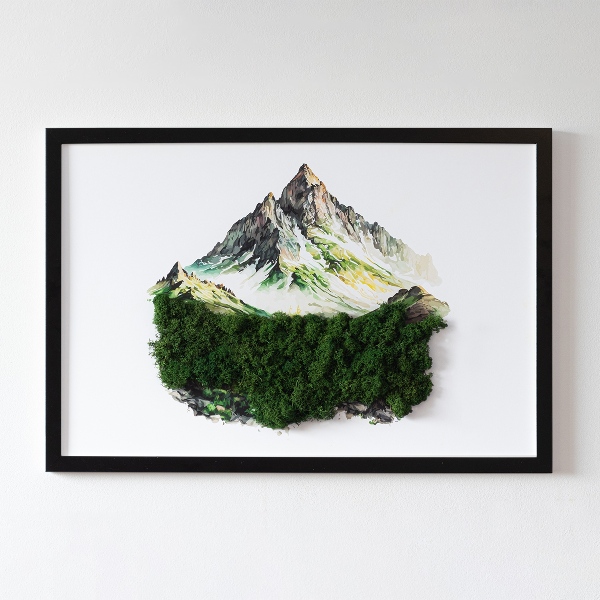 Mechový obraz Vrchol hory nad lesem