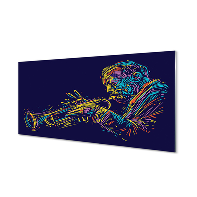 Obraz na skle trumpet muž