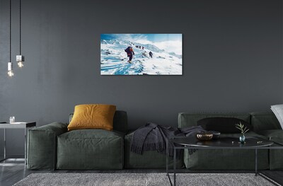 Obraz na skle Lezení na hory v zimě