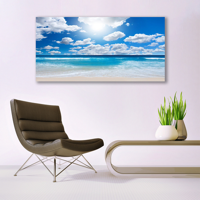 Obraz na skle Moře Pláž Mraky Krajina