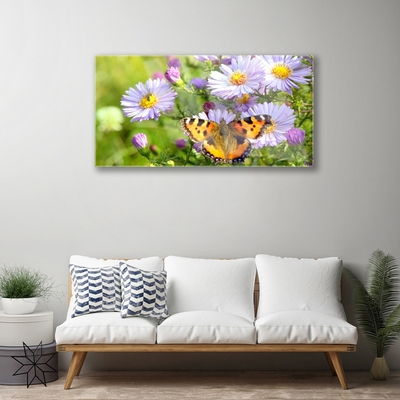 Obraz na skle Květiny Motýl Příroda