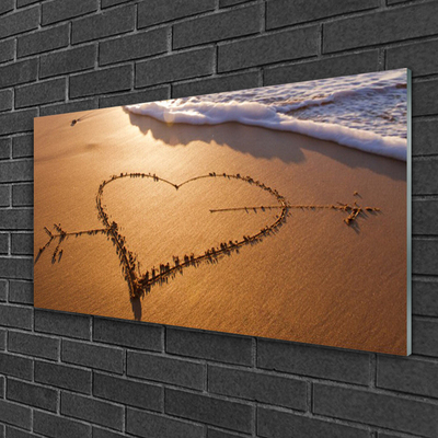 Obraz na skle Pláž Srdce Moře Umění