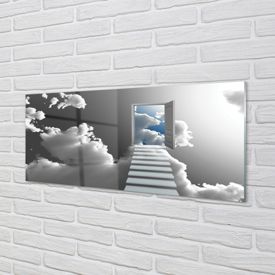 Skleněný panel Schody mraky dveře
