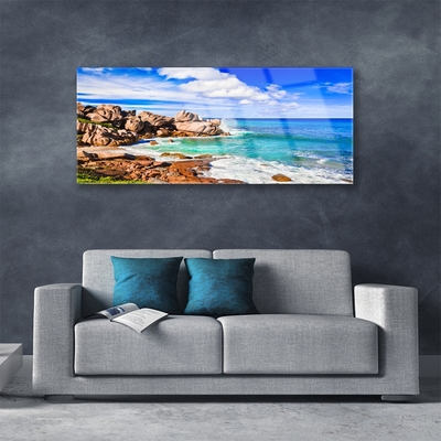 akrylový obraz Pláž Skály Moře Krajina