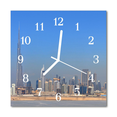 Skleněné hodiny čtvercové Město Dubaj