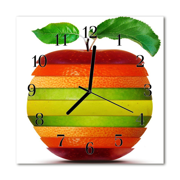 Skleněné hodiny čtvercové jablko