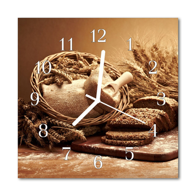 Skleněné hodiny čtvercové Chléb obiloviny