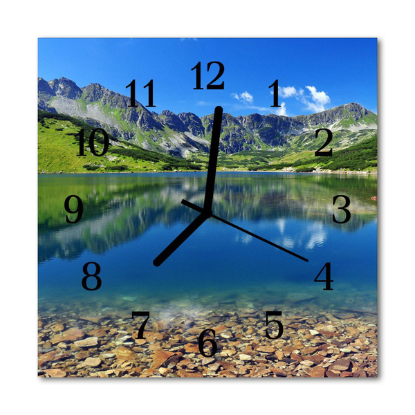 Skleněné hodiny čtvercové Horské jezero