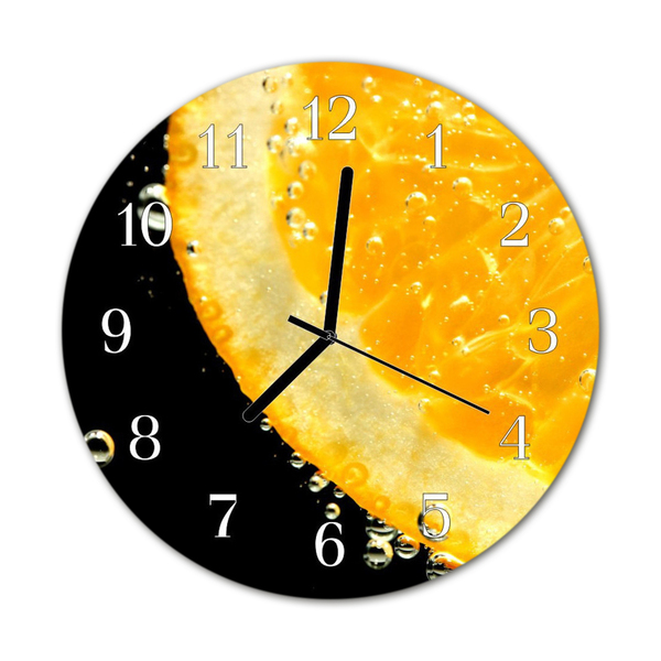 Skleněné hodiny kulaté citrón