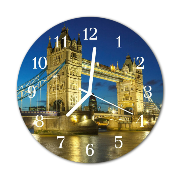 Skleněné hodiny kulaté Londýnský most