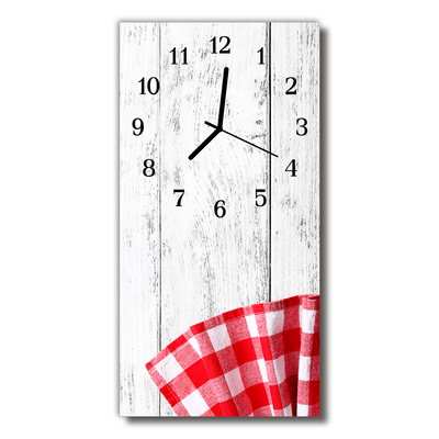 Skleněné hodiny vertikální Art dřevěné červené kuchyně