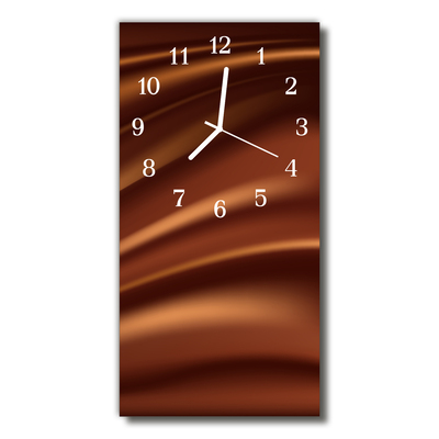 Skleněné hodiny vertikální Umělecká grafika hnědé tvary