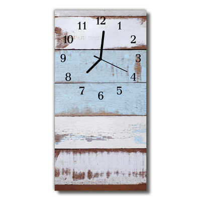 Skleněné hodiny vertikální Modré dřevo