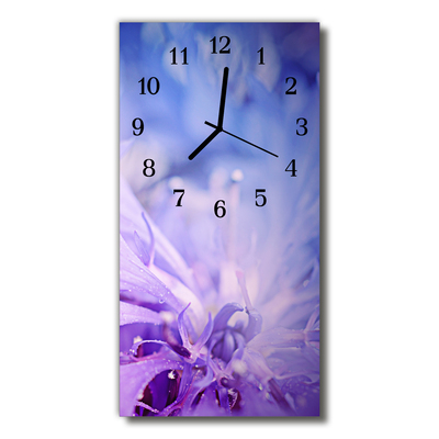 Skleněné hodiny vertikální Květiny Květinové plátky fialové