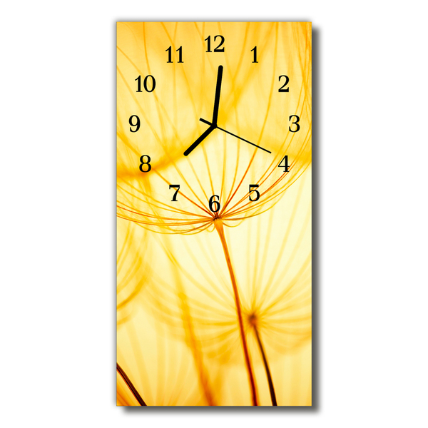 Skleněné hodiny vertikální Květiny Pampeliška žlutá
