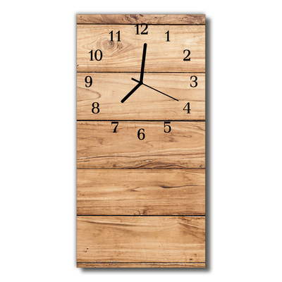 Skleněné hodiny vertikální Béžové dřevěné panely