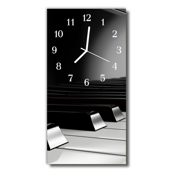 Skleněné hodiny vertikální Šedé klavírní klíče
