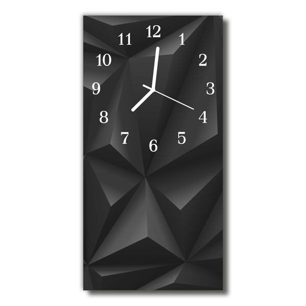 Skleněné hodiny vertikální Umění 3d černé grafiky
