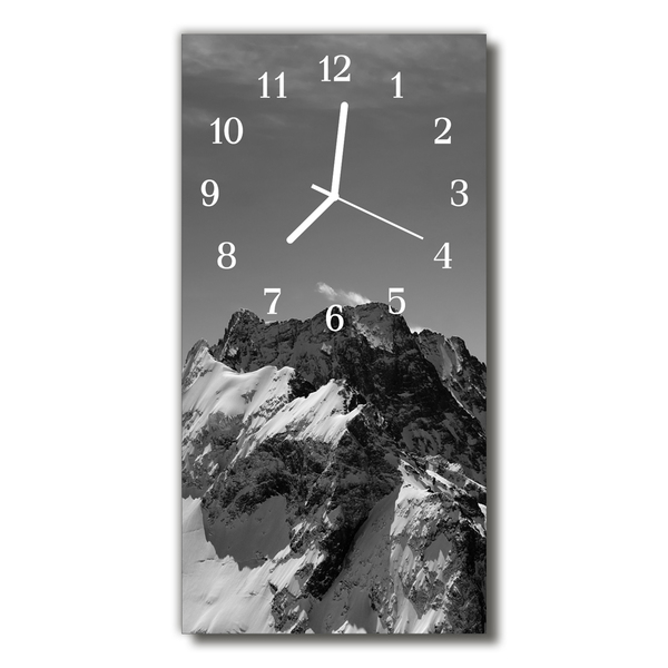 Skleněné hodiny vertikální Krajina Horský vrchol šedý