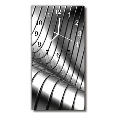 Skleněné hodiny vertikální Kovová stříbrná kovová vlna