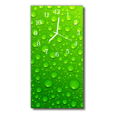 Skleněné hodiny vertikální Příroda kapky vody zelená rosa