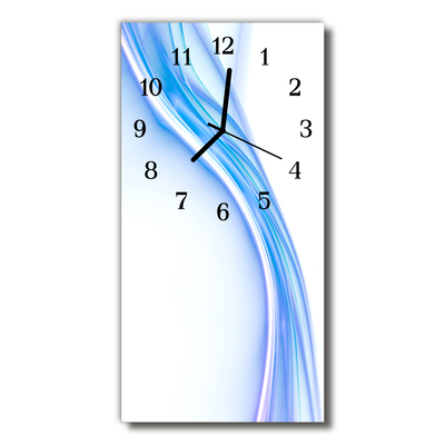 Nástěnné hodiny vertikální Modrá čára výtvarné křivky